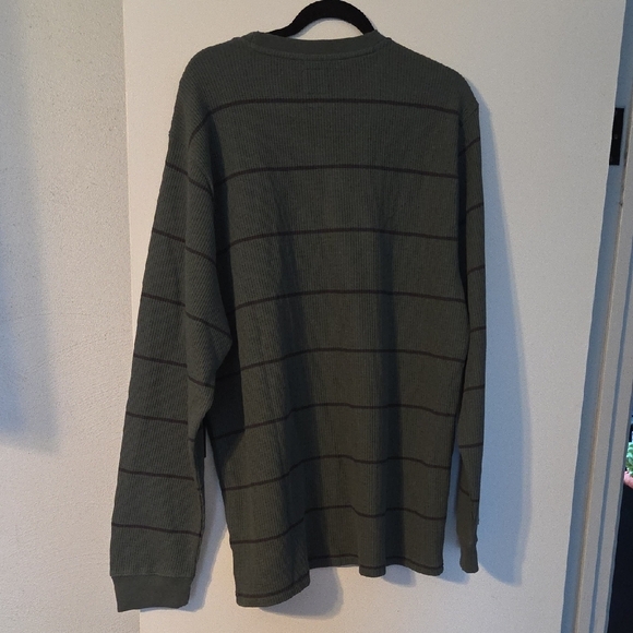 RVCA Dark Green Striped Long Sleeve Tee - Picture 3 of 3